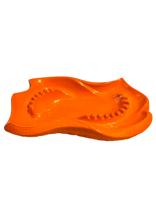 Vintage Mid-Century Modern Orange Sculptural Ceramic Ashtray – MCM Atomic Decor