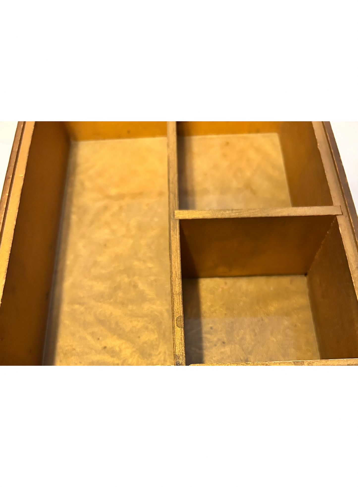 Vintage 1920s–40s Gold Gilt Wooden Jewelry Box w/ Framed Rococo Print & Mirror – Antique Dresser Box